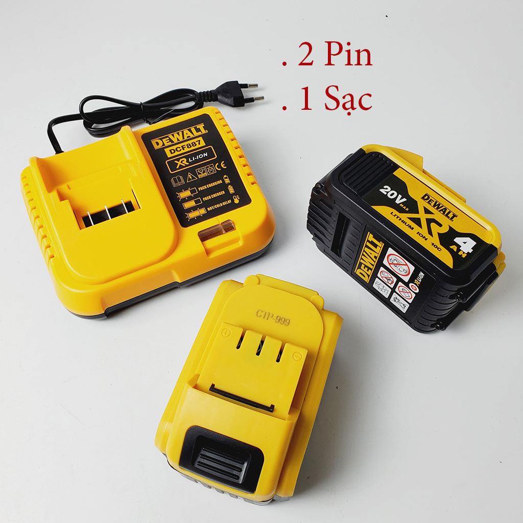 Máy siết bulong, máy bắn bulong Dewalt 199v sử dụng chân pin thông dụng, đầu 2 trong 1