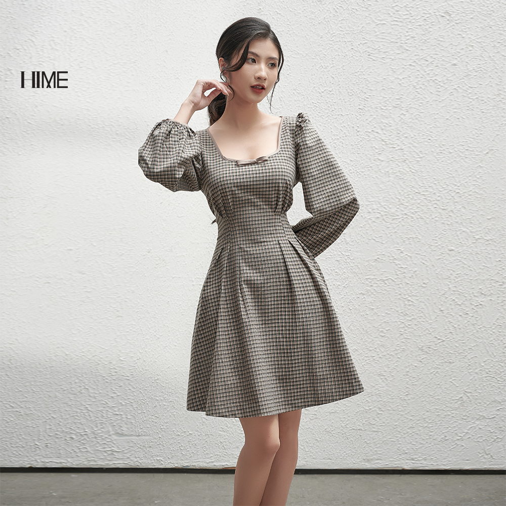 Váy mini họa tiết kẻ ô HIME H166