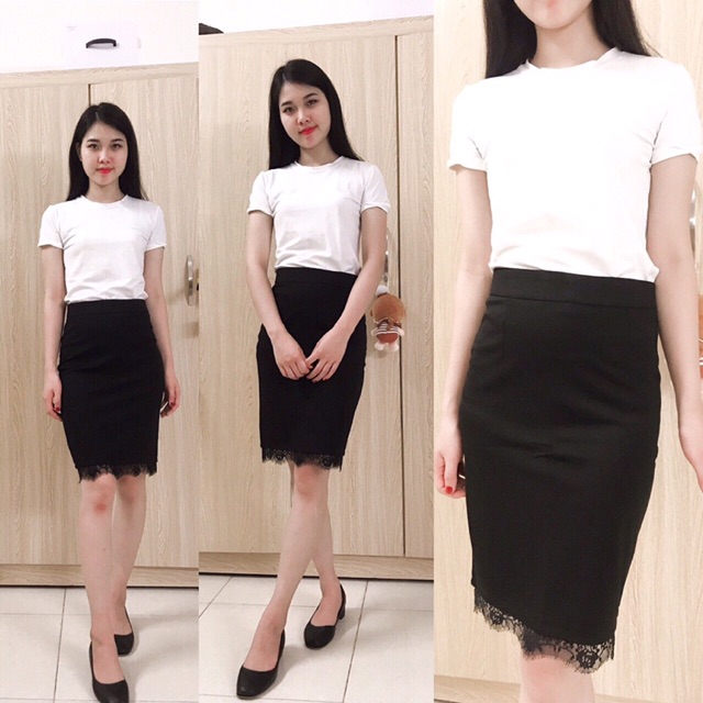 Chân Váy Bút Chì❤❤Chân váy công sở phối ren