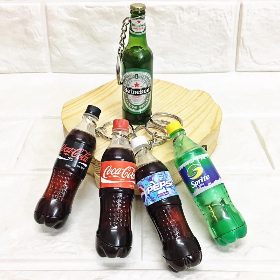 [HCM]BẬT LỬA - MÓC KHÓA HÌNH CHAI NƯỚC CÁC KIỂU - (XÀI GAS)