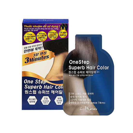 LETMIMO - Thuốc Nhuộm Tóc Phủ Bạc 1 Bước Tại Nhà (5 gói/hộp)