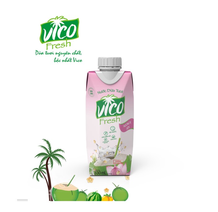 COMBO 3 HỘP NƯỚC DỪA VICO FRESH 330ml (2 SEN, 1 XIÊM) - ACP