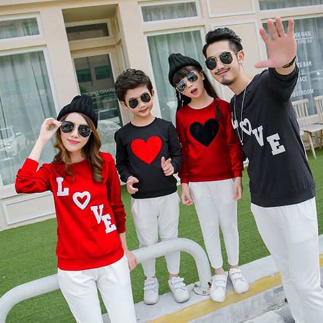 ÁO NỈ THU ĐÔNG GIA ĐÌNH CHỮ LOVE 4 NGƯỜI -GIÁ SĨ
