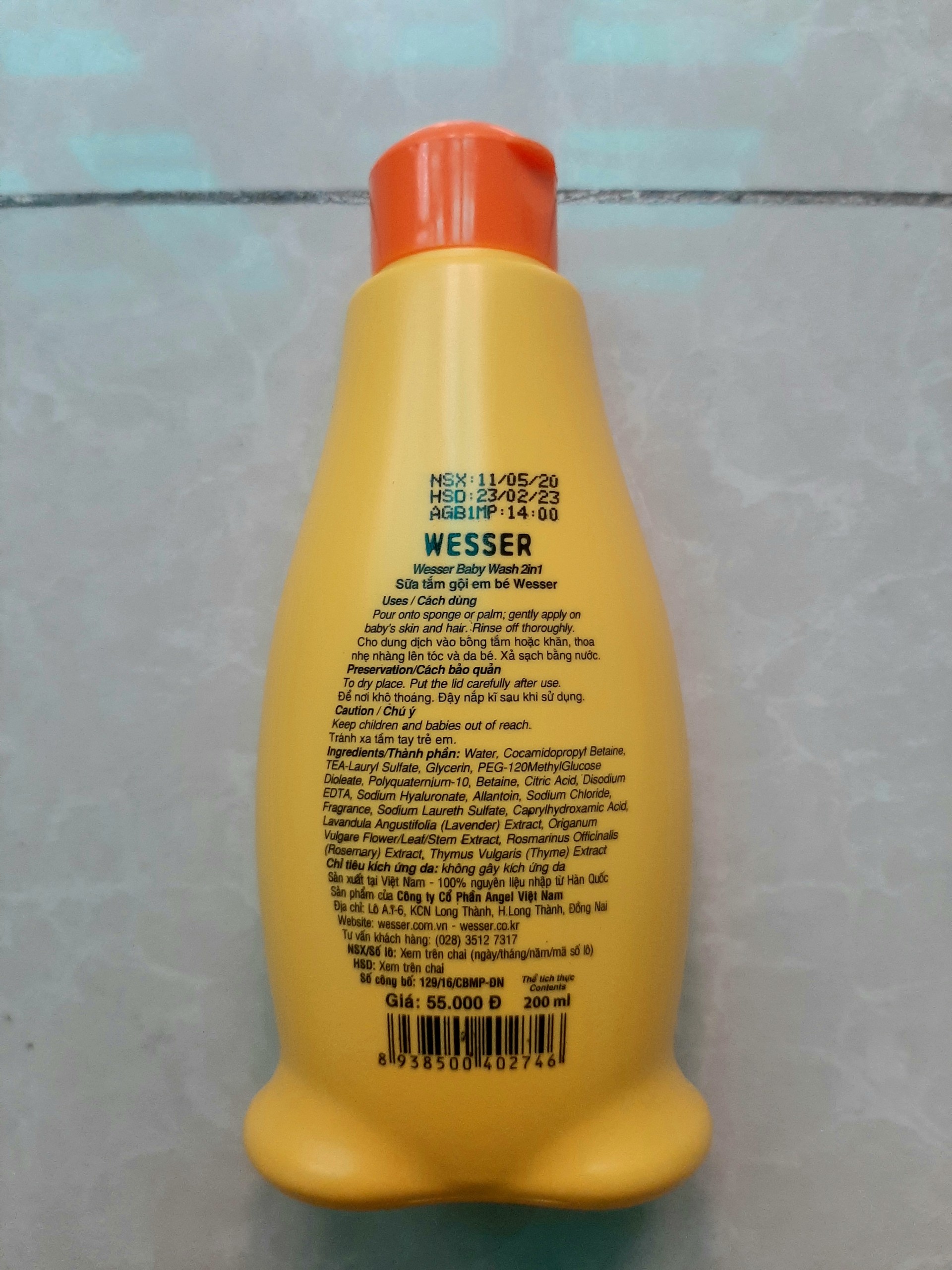 Sữa tắm gội Wesser 2in1 hương phấn 200ml