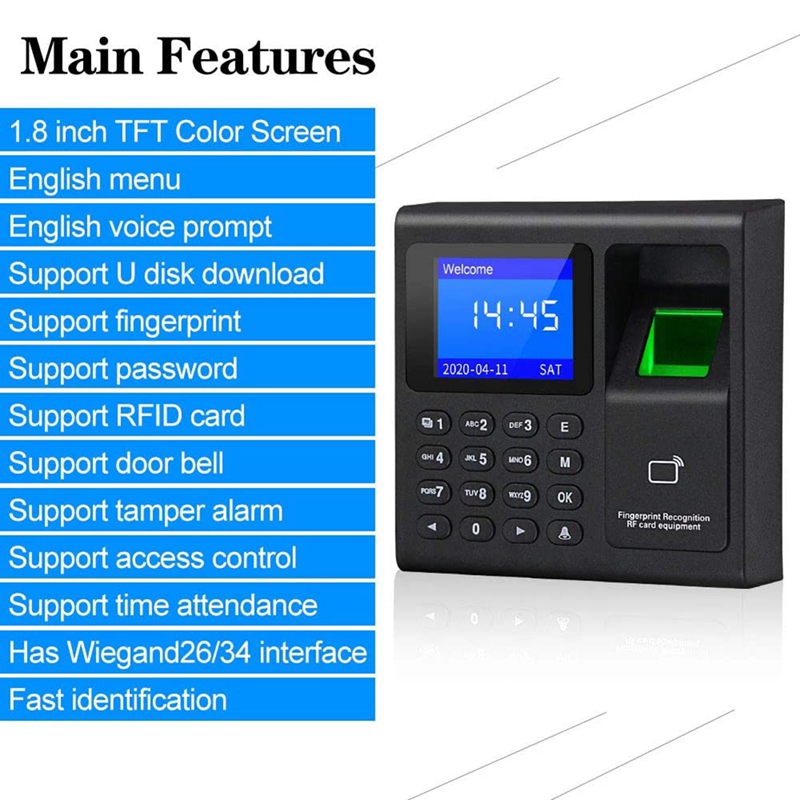 Biometric RFID Access Control System RFID Keypad USB Fingerprint System Electronic Time Clock Attendance Machine máy thẻ thời gian