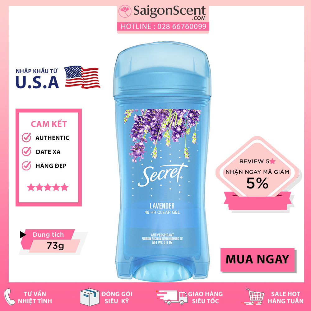 Lăn Khử Mùi Secret Clear Gel - Lavender