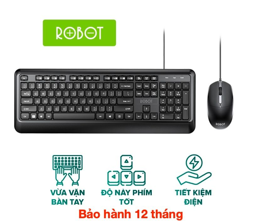 Combo chuột & bàn phím có dây - thích hợp dùng cho laptop, máy tính, pc - robot km2600