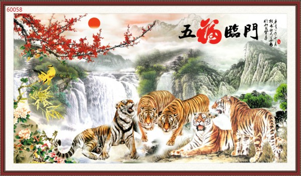 Tranh dán tường 3D hổ trang trí nhà cửa phòng khách phòng ngủ chất liệu decal pp keo sẵn bóc dán PA