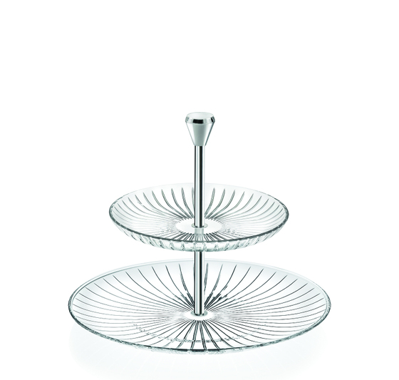 Dĩa 2 tầng pha lê Ý RCR Sunbeam 260mm