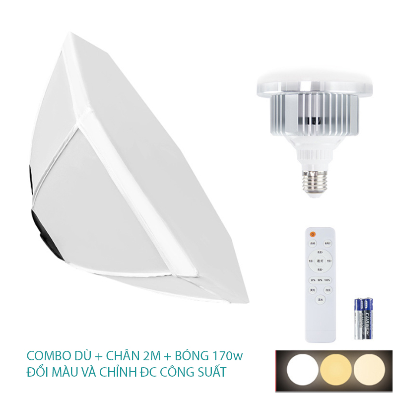 Softbox hộp đèn 70×70 OCTAGON đui đèn E27 kèm bóng công suất cao tạo ánh sáng tỏa