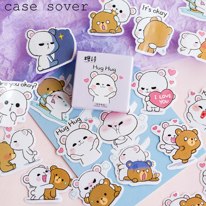 Hộp 45 Sticker Chủ Đề Gấu Yêu Thương Trang Trí Planner - Case Sover