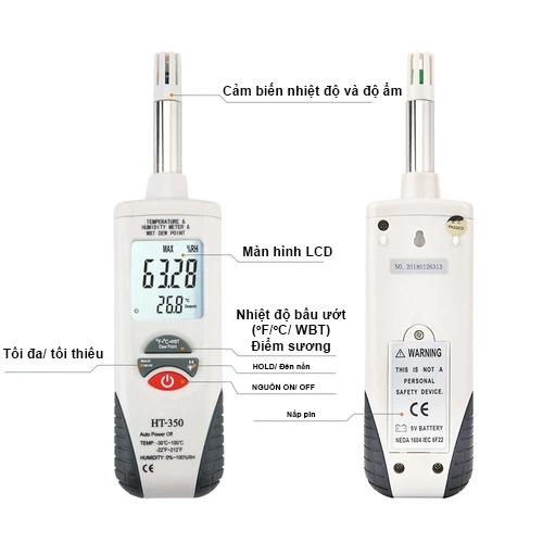 Máy đo nhiệt độ và độ ẩm không khí HT-350