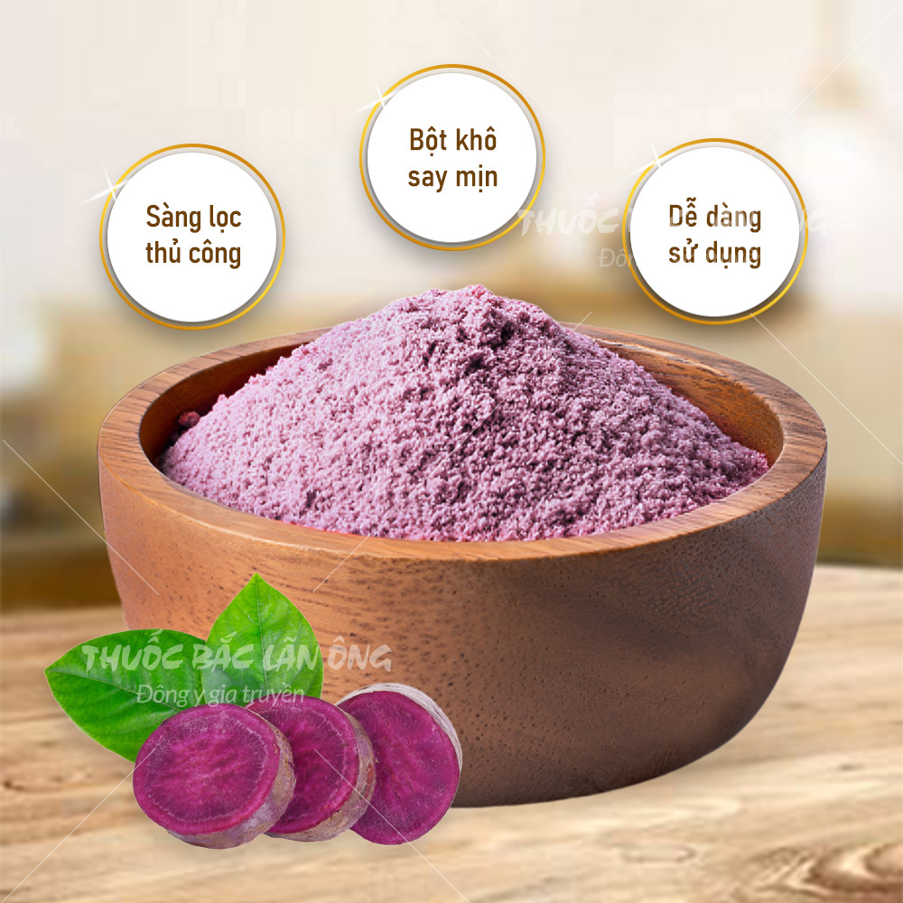Bột khoai lang tím nguyên chất 100g, bột tạo màu, mùi thơm, dùng làm bánh, pha trà sữa, nấu chè