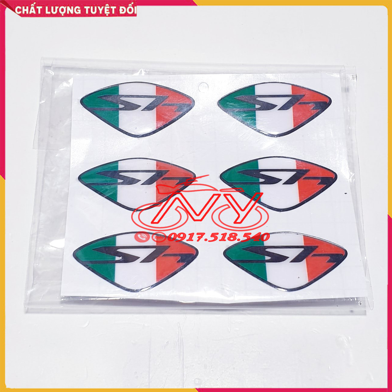 TEM LOGO CHỮ SH TRANG TRÍ XE (MÀU CỜ NƯỚC Ý)