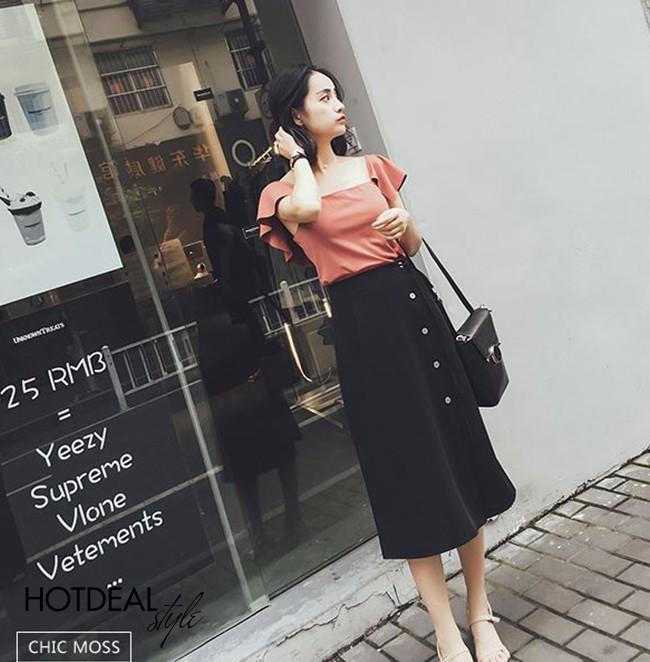 Chân váy chữ A phối nút Anie
