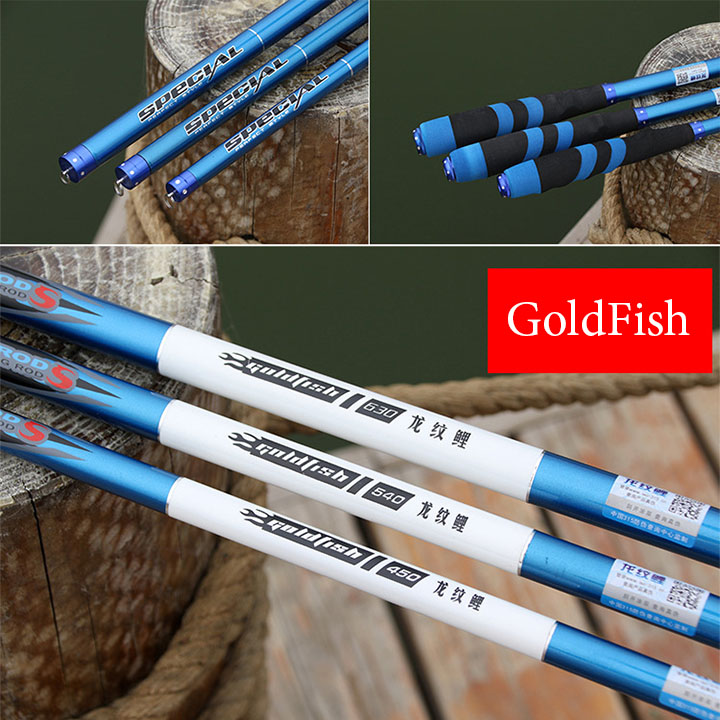 [Xả hàng thanh lý Tặng ngọn đặc cước phao chì lưỡi] Cần câu tay Carbon GOLDFISH độ cứng 3H Siêu nhẹ, siêu dẻo dai đủ size