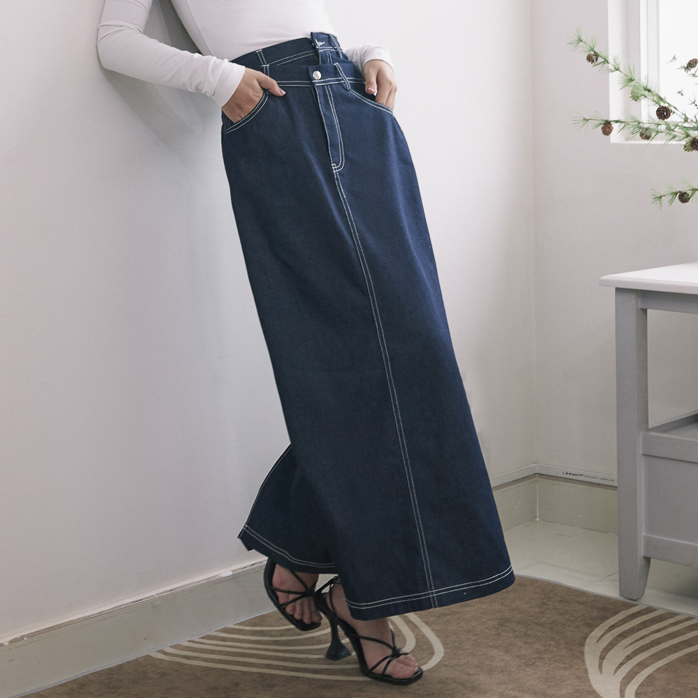 [NHẬP MÃ NOVFALAZSOCIAL02 GIẢM 40K ĐƠN 199K  ] Chân váy Maybi suông jean đắp tà kiểu