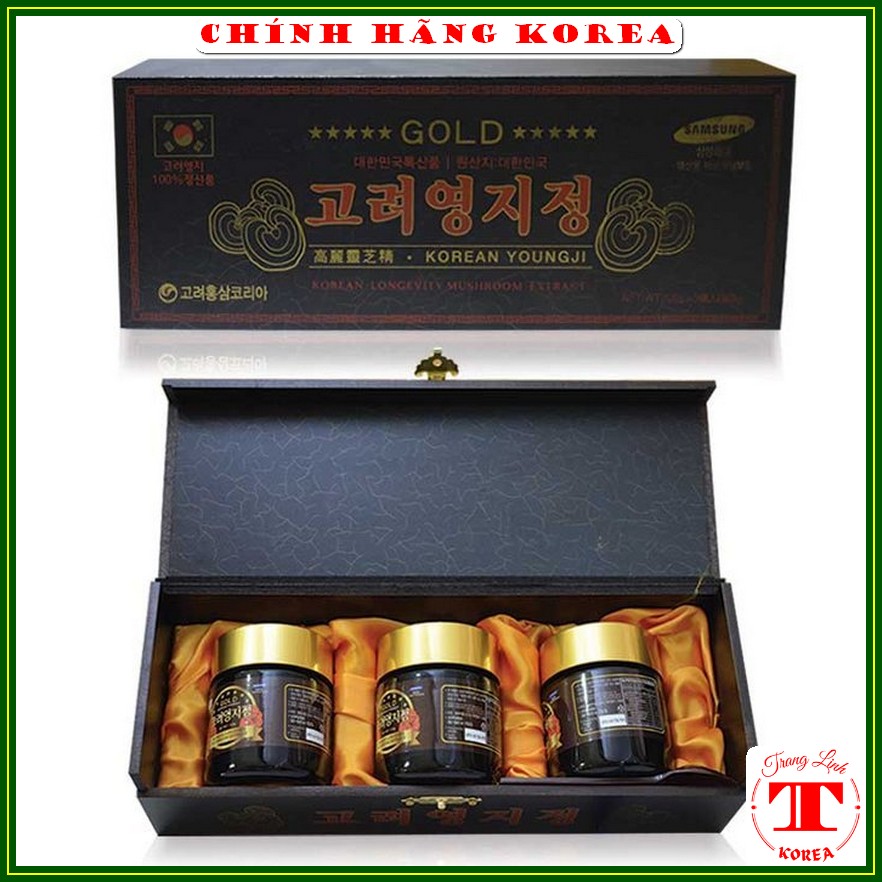 Cao linh chi hàn quốc hộp gỗ đen (3 lọ x 120gr) Tăng đề kháng, thải độc cơ thể, phòng ung thư, tranglinhkorea