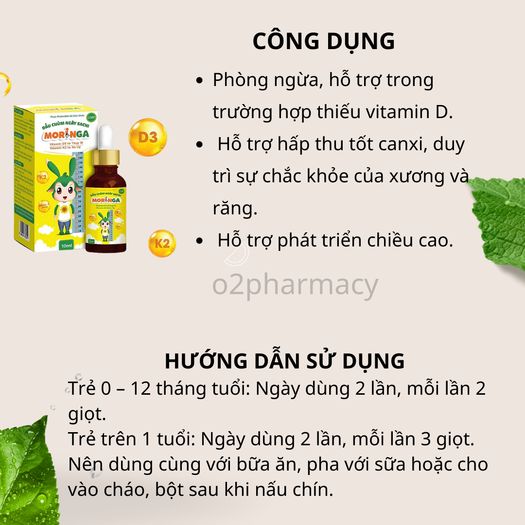 Vitamin D3 Dầu chùm ngây Moringa 10ml