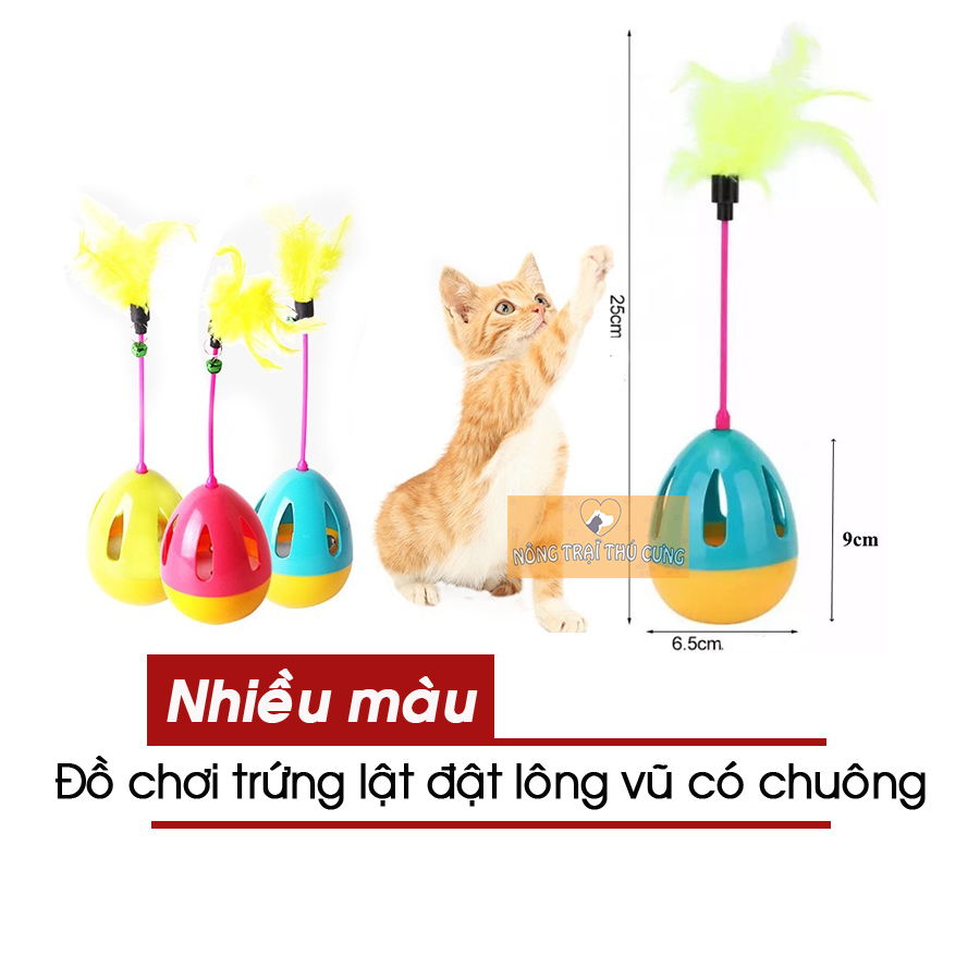 Đồ chơi cho mèo lật đật trứng lông vũ 7x25cm -