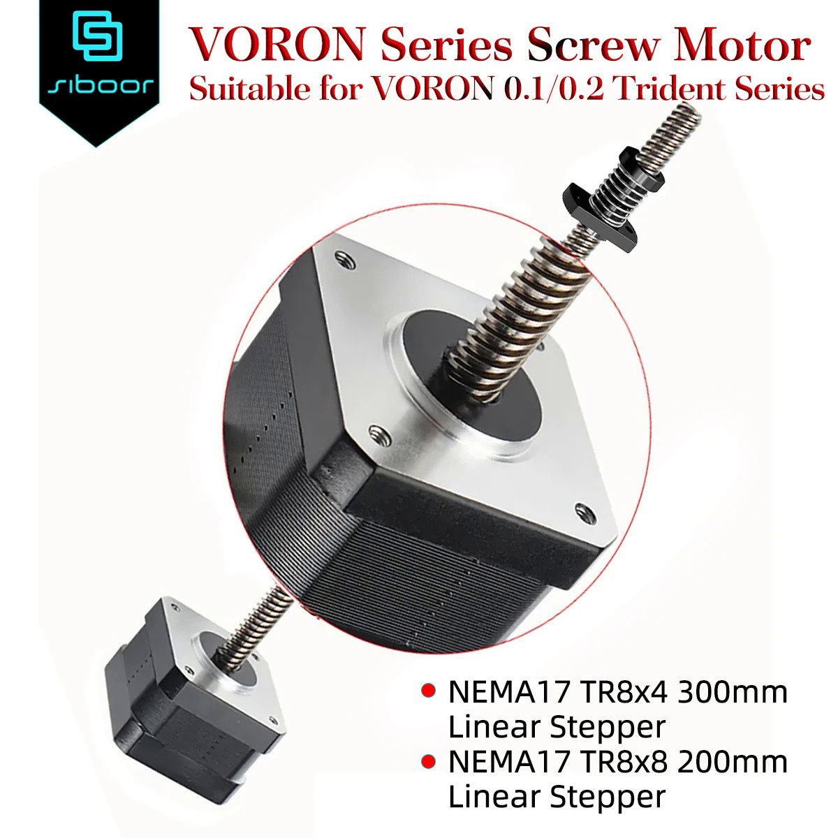 Động cơ vít voron nema17 tr8 × 8 200mmtr8x4 300mm động cơ bước tuyến tính cho voron 0.10.2 trident loạt máy in 3d