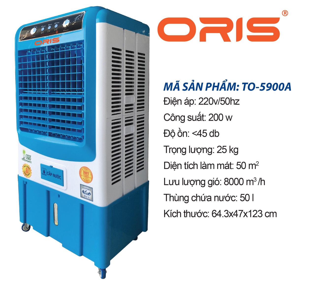 [HCM][Trả góp 0%]Máy làm mát không khí ORIS TO-5900A