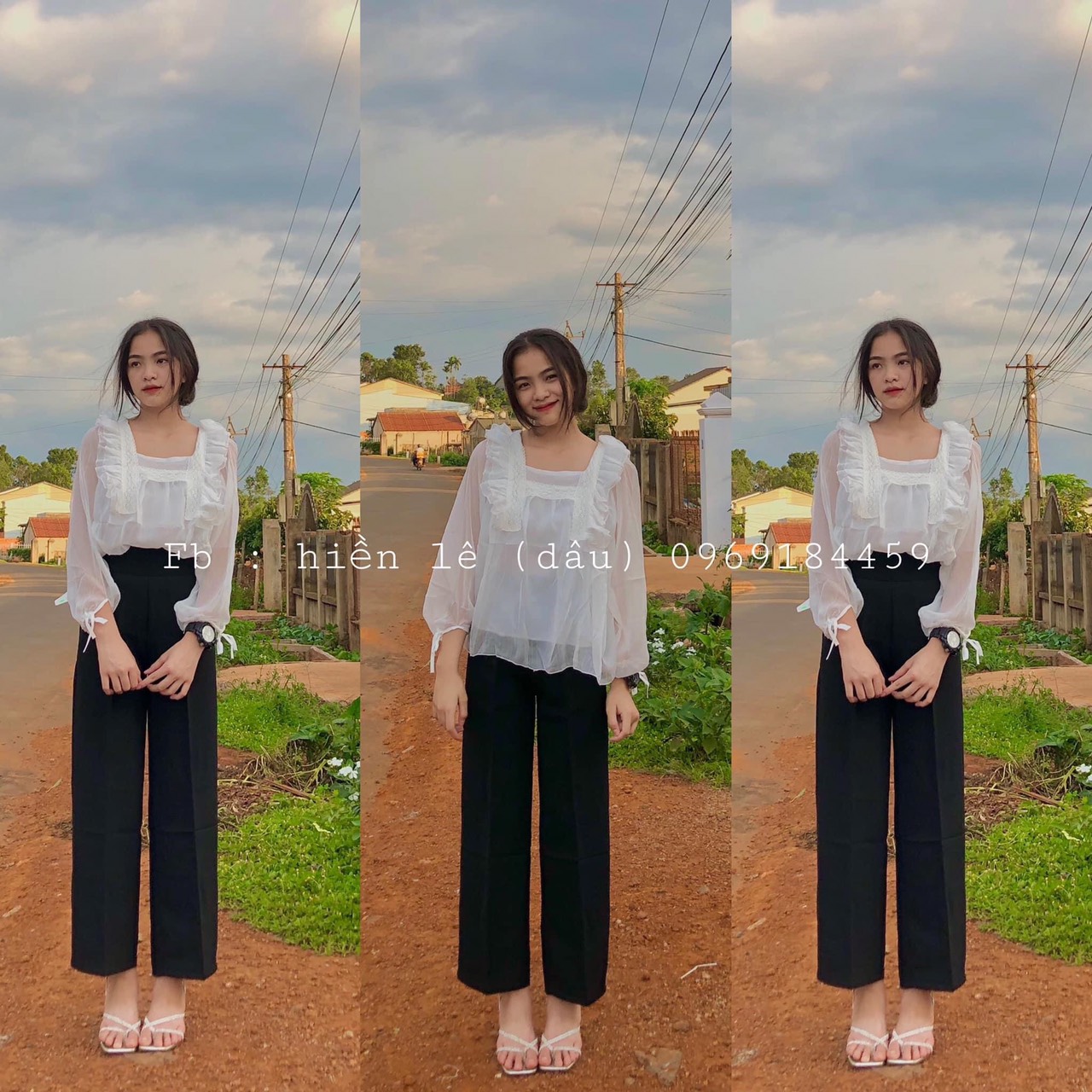 SET QUẦN SUÔNG + ÁO CỔ VUÔNG TAY NỚ