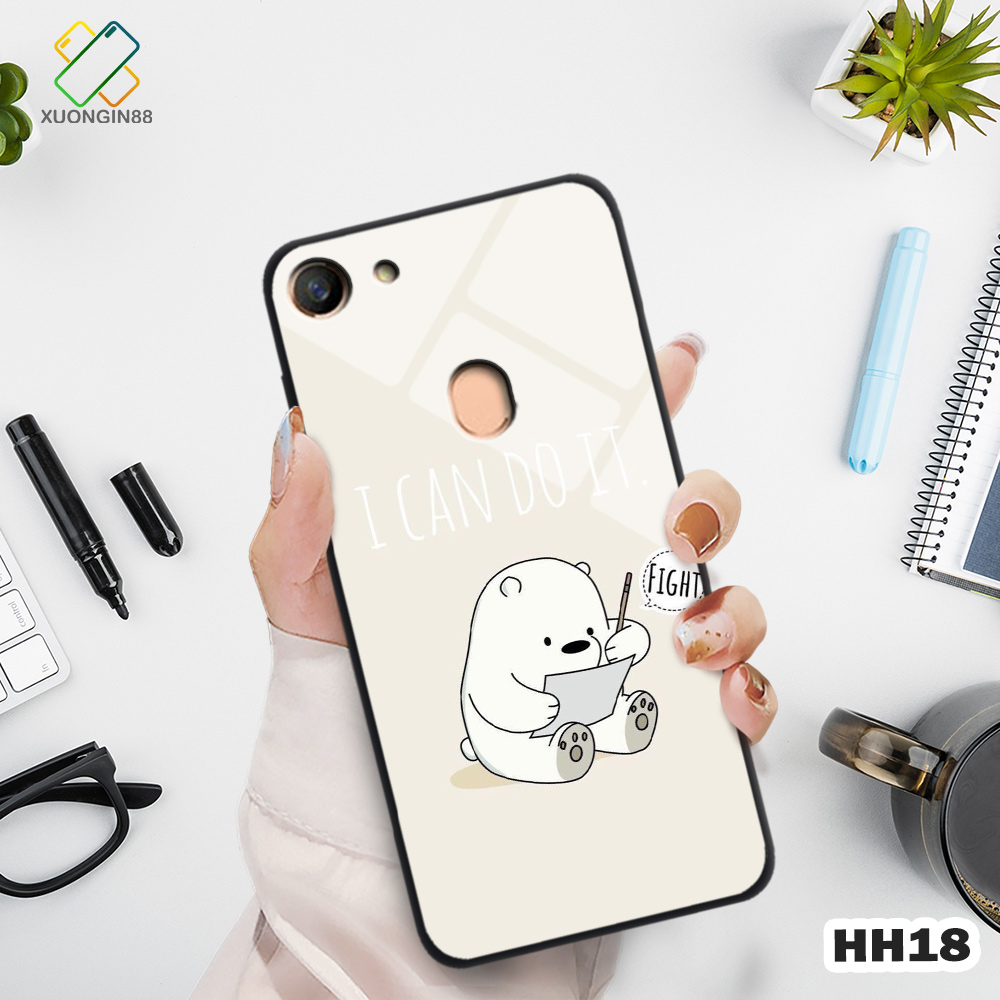 Ốp lưng kính điện thoại Oppo F5 / F5 Youth in 3D hoạt hình cưng xỉu