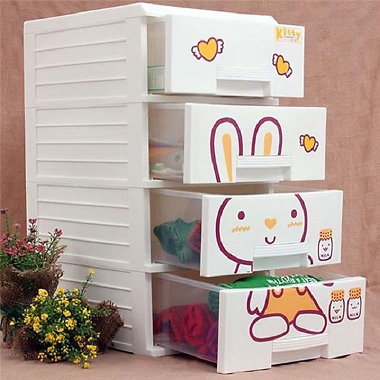 TỦ NHỰA KITTY 4 TẦNG ĐỰNG ĐỒ TRẺ EM SƠ SINH