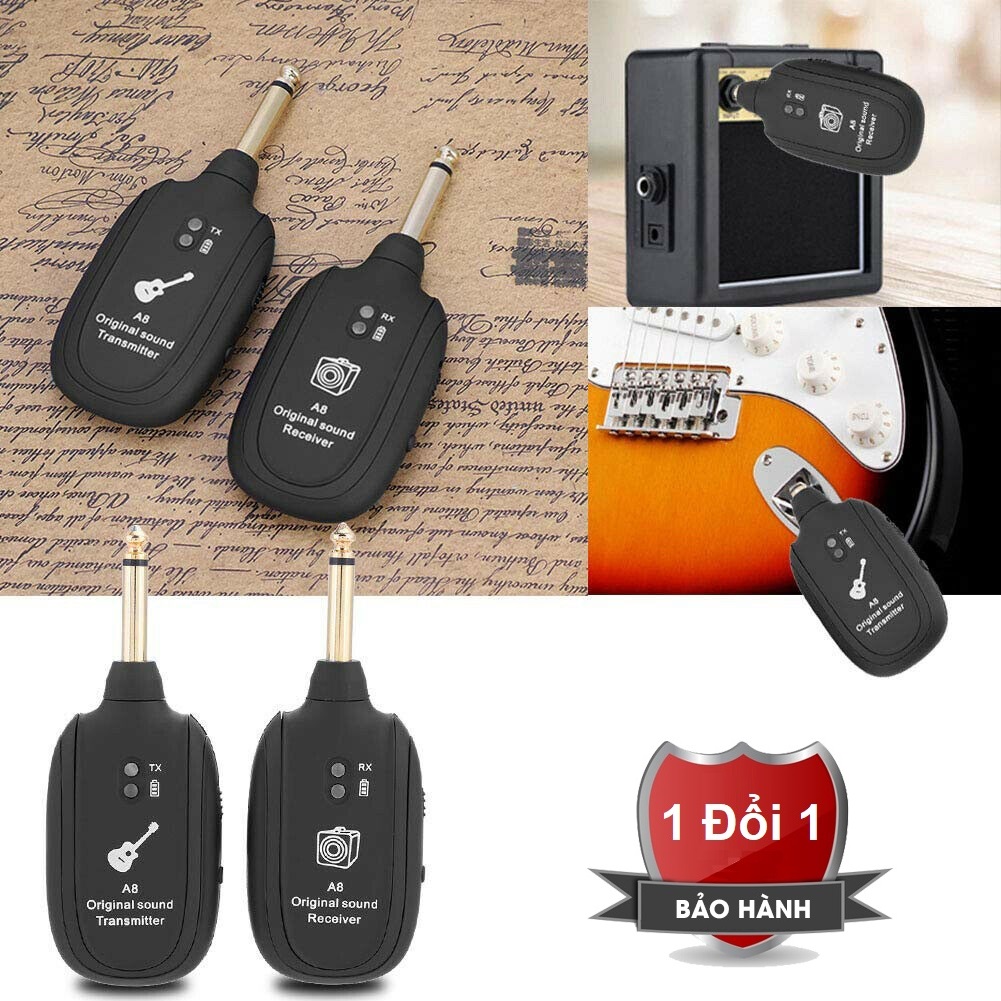 Bộ thu âm Guitar không dây A8 - Bộ thu phát không dây A8 Wireless cho Guitar - Bộ thiết bị thu phát âm thanh không dây cho Guitar A8 - Original Sound A8 - Transmiter | Receiver