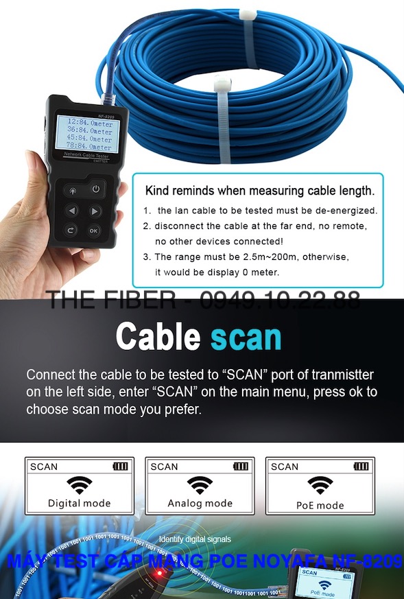 Máy test và dò cáp mạng POE NOYAFA NF-8209