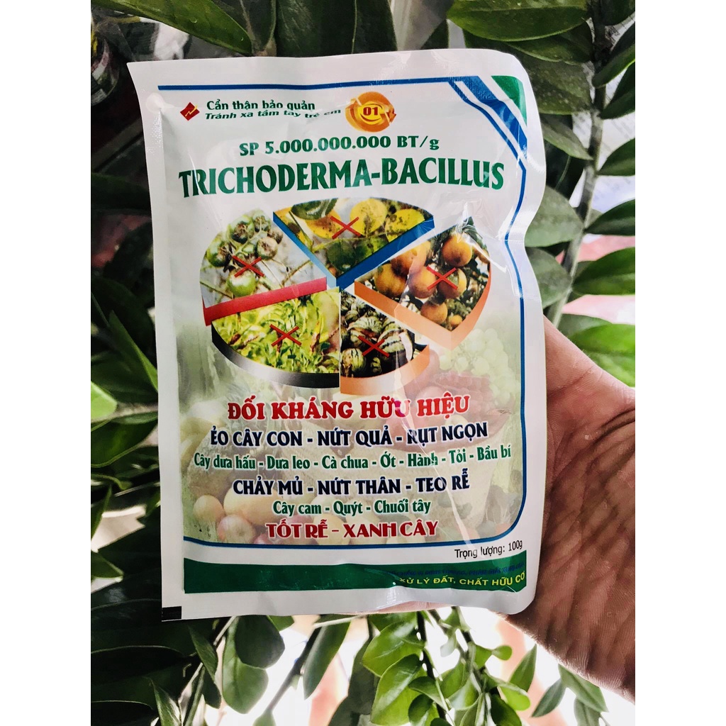 Nấm đối kháng Trichoderma - Bacillus 100g Ủ phân chuồng, rác thải hữu cơ