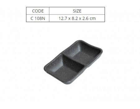 Chén Chấm 2 Ngăn Nhám Xám- C108NX