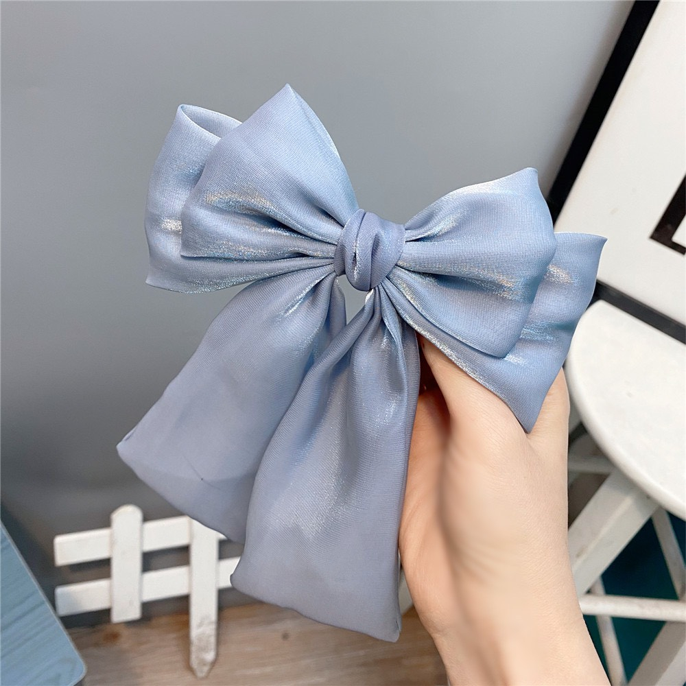 Cặp tóc nơ ánh nhũ tơ óng hai tầng phồng rủ dài đáng yêu y287