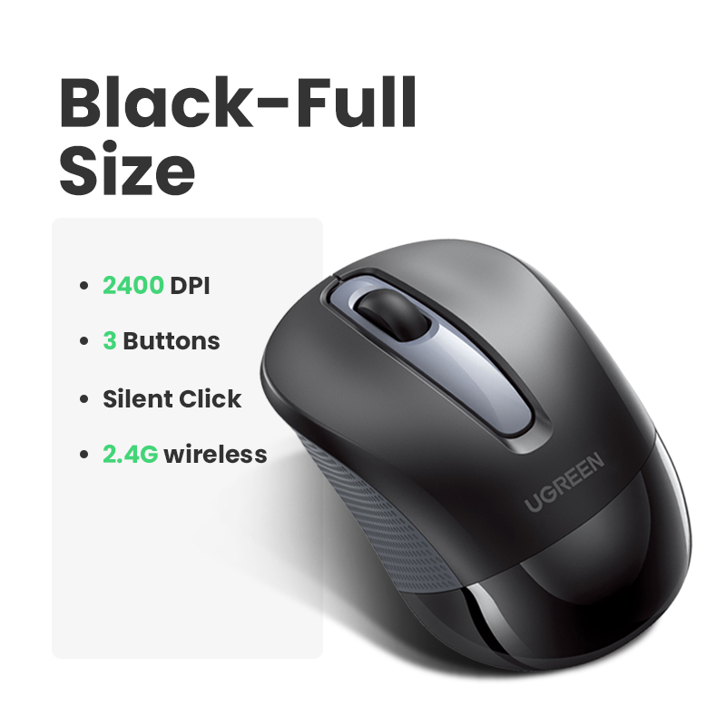 【2.4G】UGREEN MUOO3 Mouse Wireless Ergonomic Shape Silent Click 2400 DPI For MacBook Tablet Computer Laptop PC Mice Quiet 2.4G Wireless Mouse