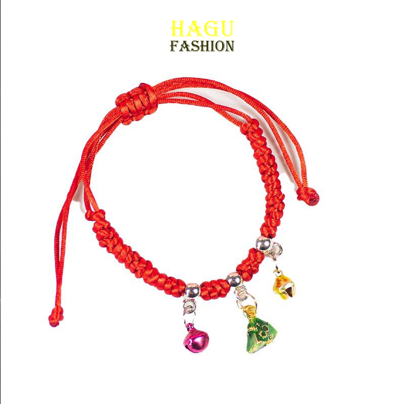 Vòng Tay Dây Đỏ Đính Ngọc Vàng Dây Rút May Mắn Phong Thủy Handmade 148 Dễ Thương