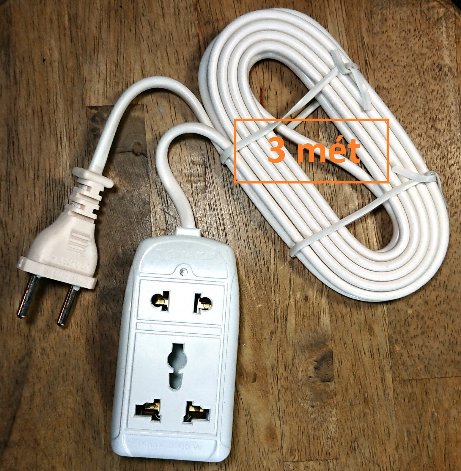 Ổ cắm điện du lịch đa năng 2 lỗ 3 mét 2200w 10a 250v vinakip - vinakip2 lỗ 3 mét