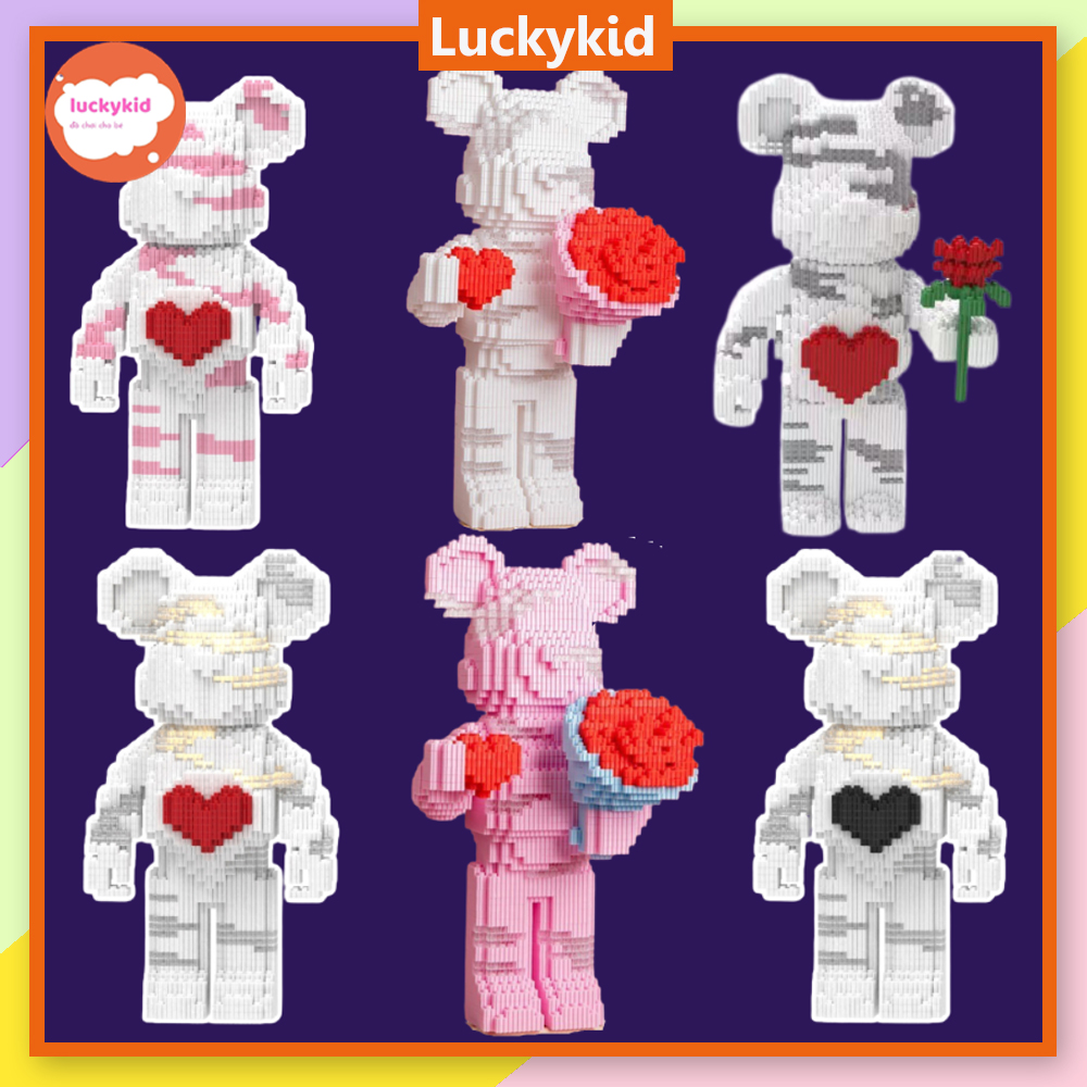 Lego bearbrick 36cm lắp ráp lắp ghép xếp hình mô hình bearbrick có đèn và ngăn đựng quà tặng tết