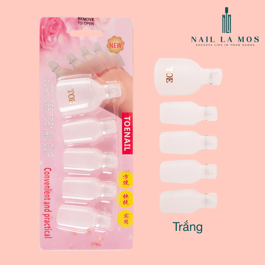 Kẹp ủ tháo gel móng chân - Bộ 5 kẹp nhựa bền chắc chuyên dụng cho dân làm móng