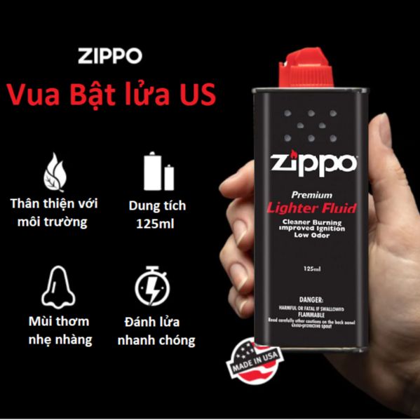 Combo 2 Xăng + 1 vỹ  đá Zippo Chính Hãng