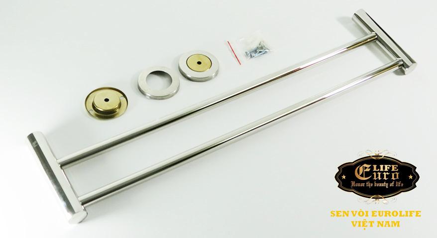 Máng treo khăn đôi Inox  Eurolife EL-B5 (Trắng vàng)