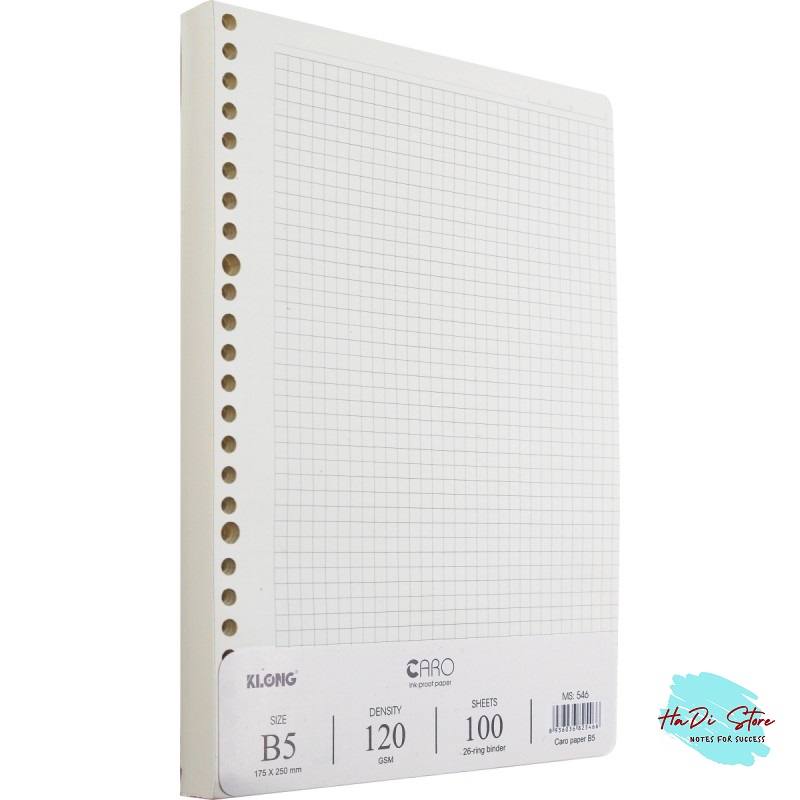 KLONG Ruột sổ CARO kẹp còng size B5 - 100 tờ (MS:546)