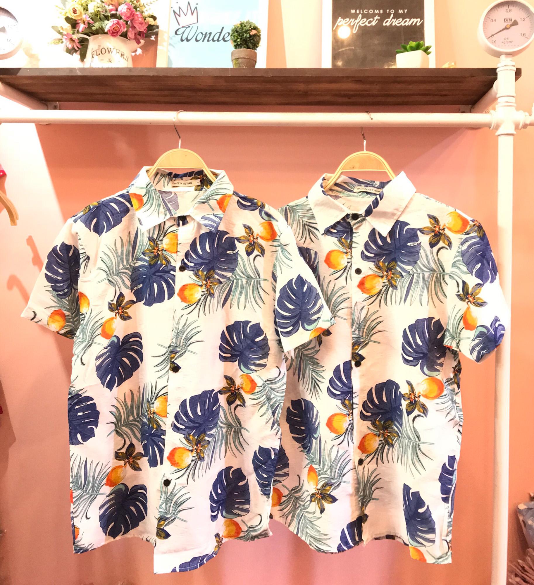 [HCM]Áo sơ mi hawaii vải kate áo hoa lá cây đi biển - ALC10