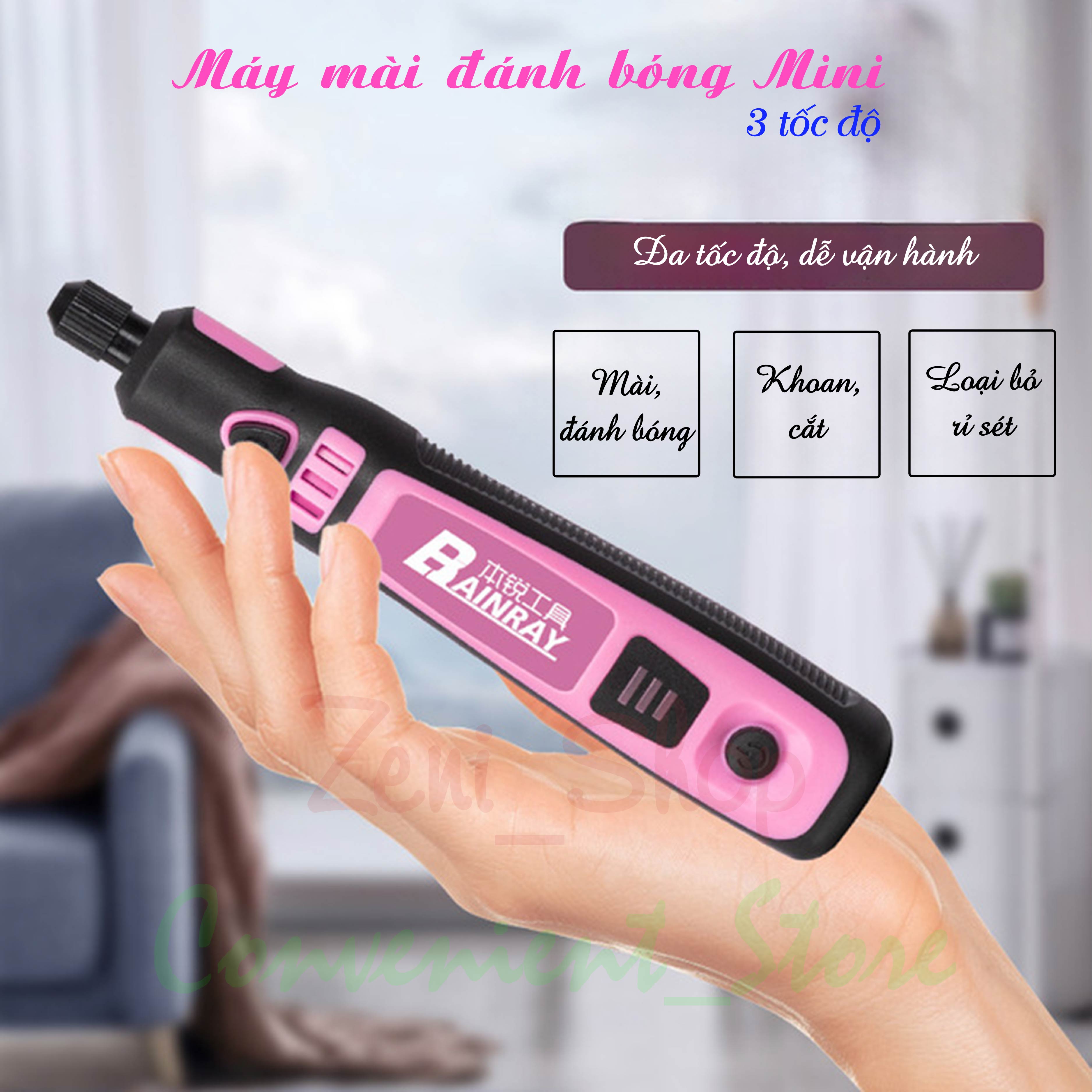 Máy mài đánh bóng MINI 3 tốc độ (bộ 50 phụ kiện)