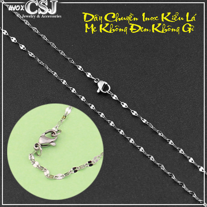 DÂY CHUYỀN NỮ INOX KIỂU LÁ ME 2MM KHÔNG ĐEN đẹp mà chất