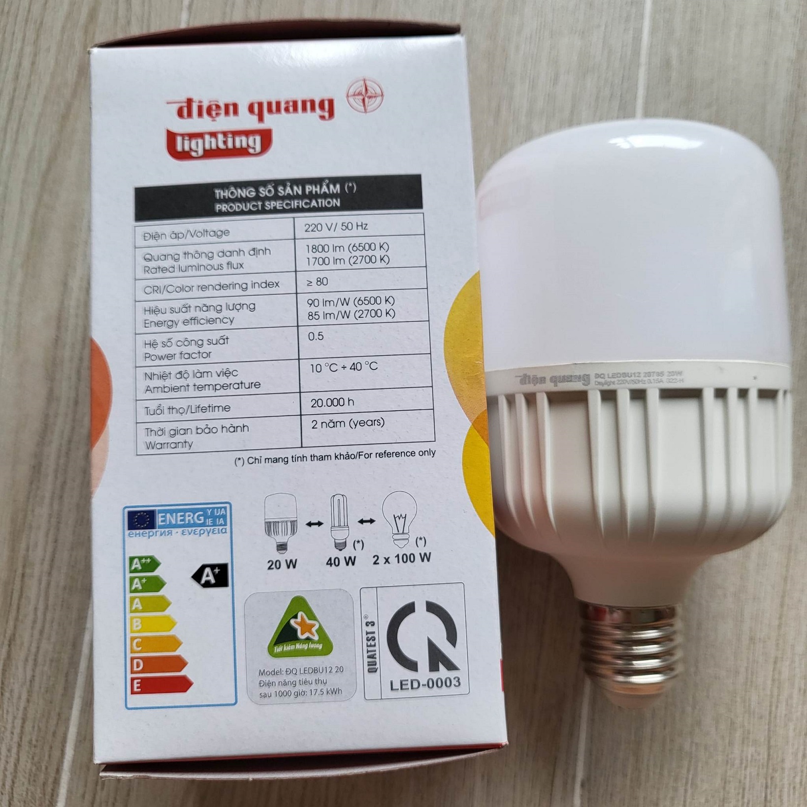 Bóng đèn LED Bulb trụ 80W 40W Điện Quang