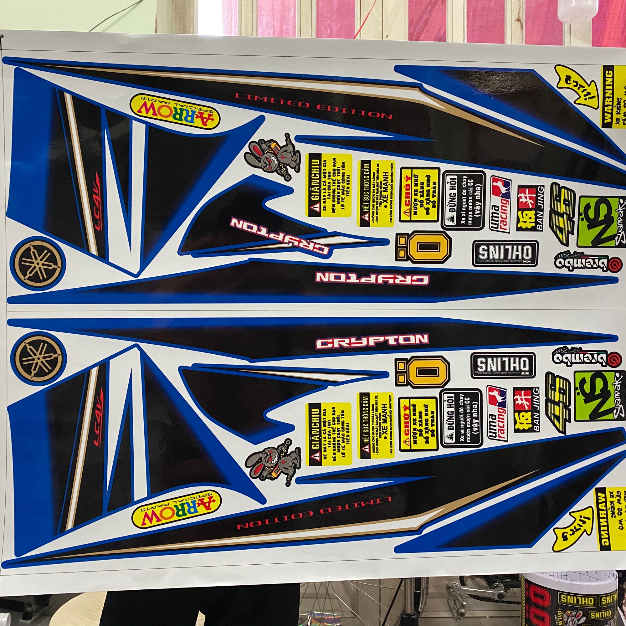 Tem rời exciter 2009 mẫu Crypton dán xe xanh Spark