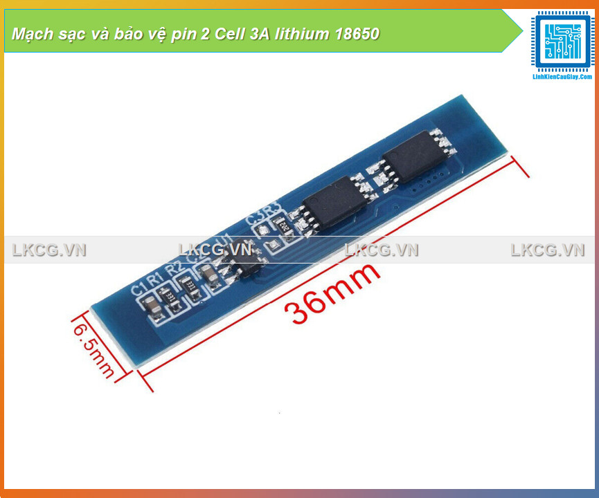 Mạch sạc và bảo vệ pin 2 cell 3a lithium 18650