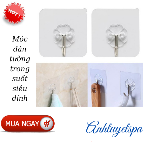 2 móc dán tường trong suốt siêu dính