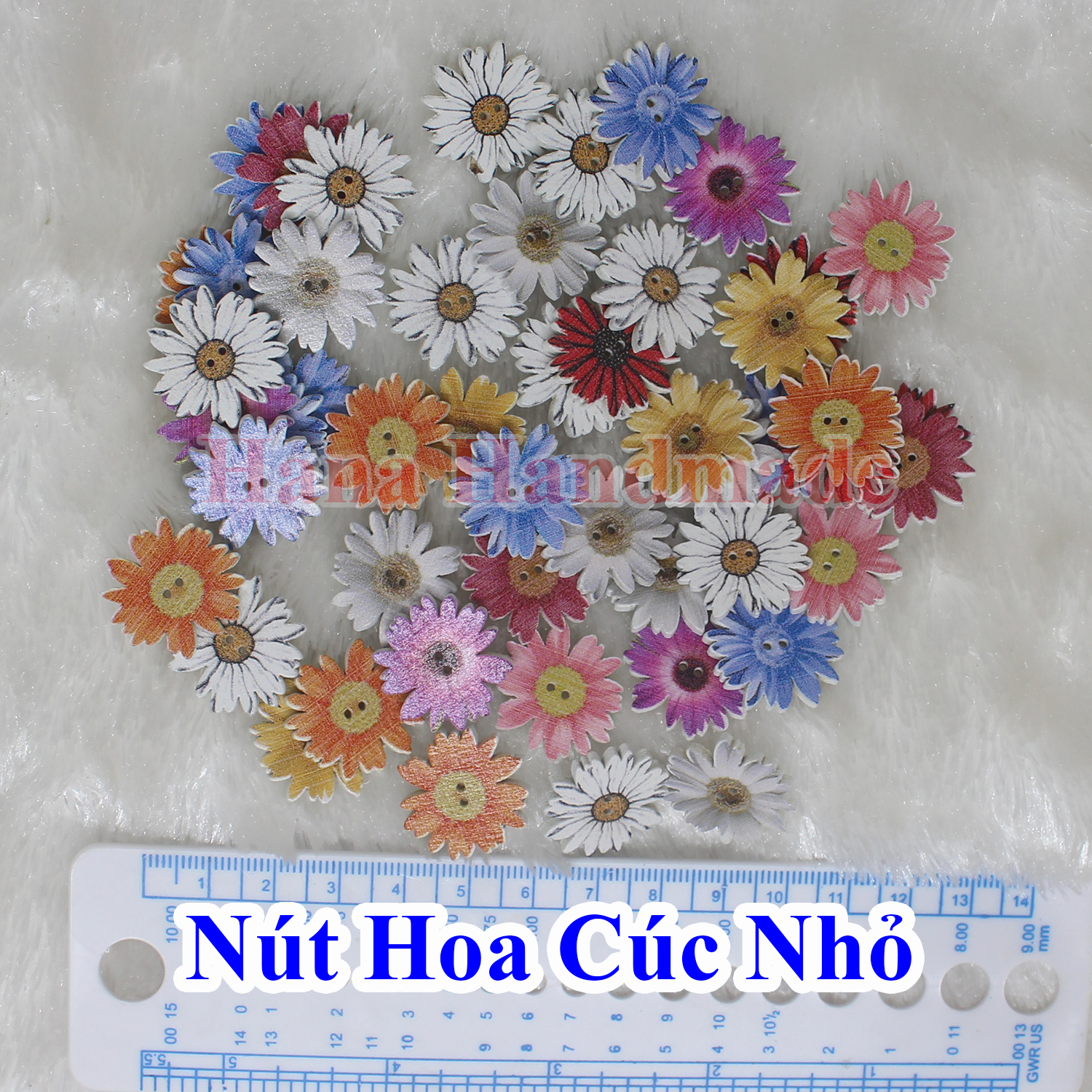 Nút gỗ hoa cúc (50 cái)